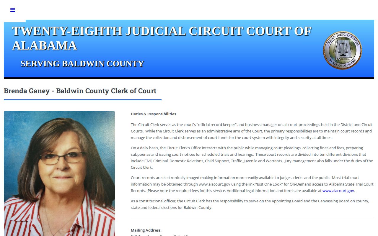 Baldwin County Circuit Clerk arrest record search route