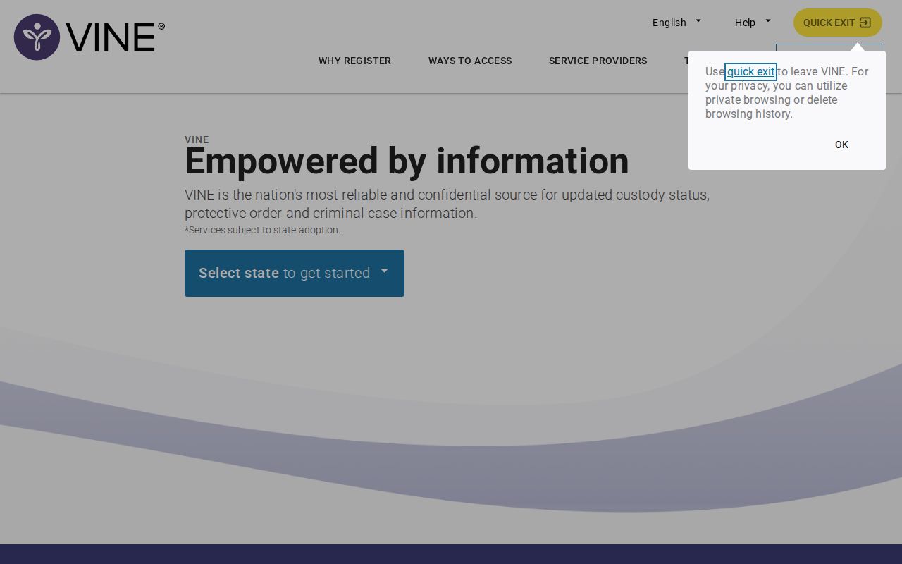 VINELink portal used to check Alabama custody records