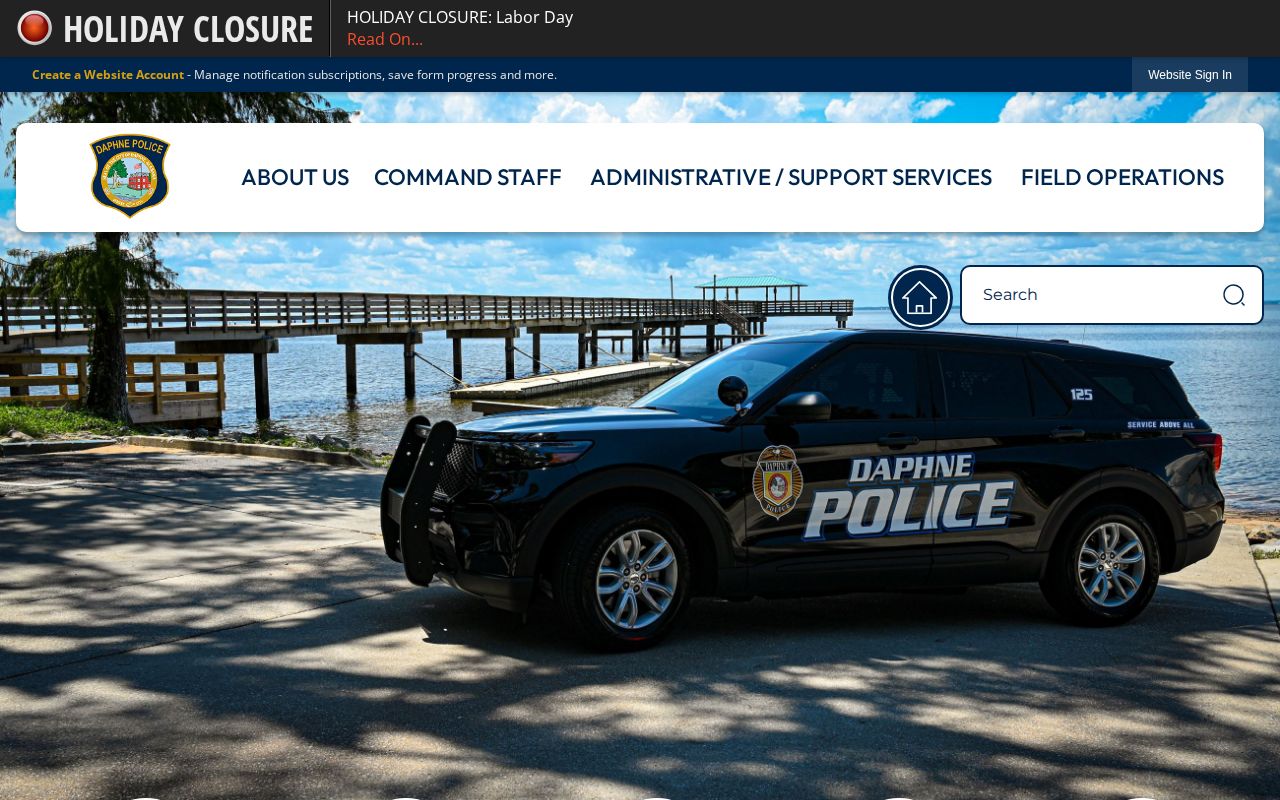 Daphne Police Department official page for arrest record requests