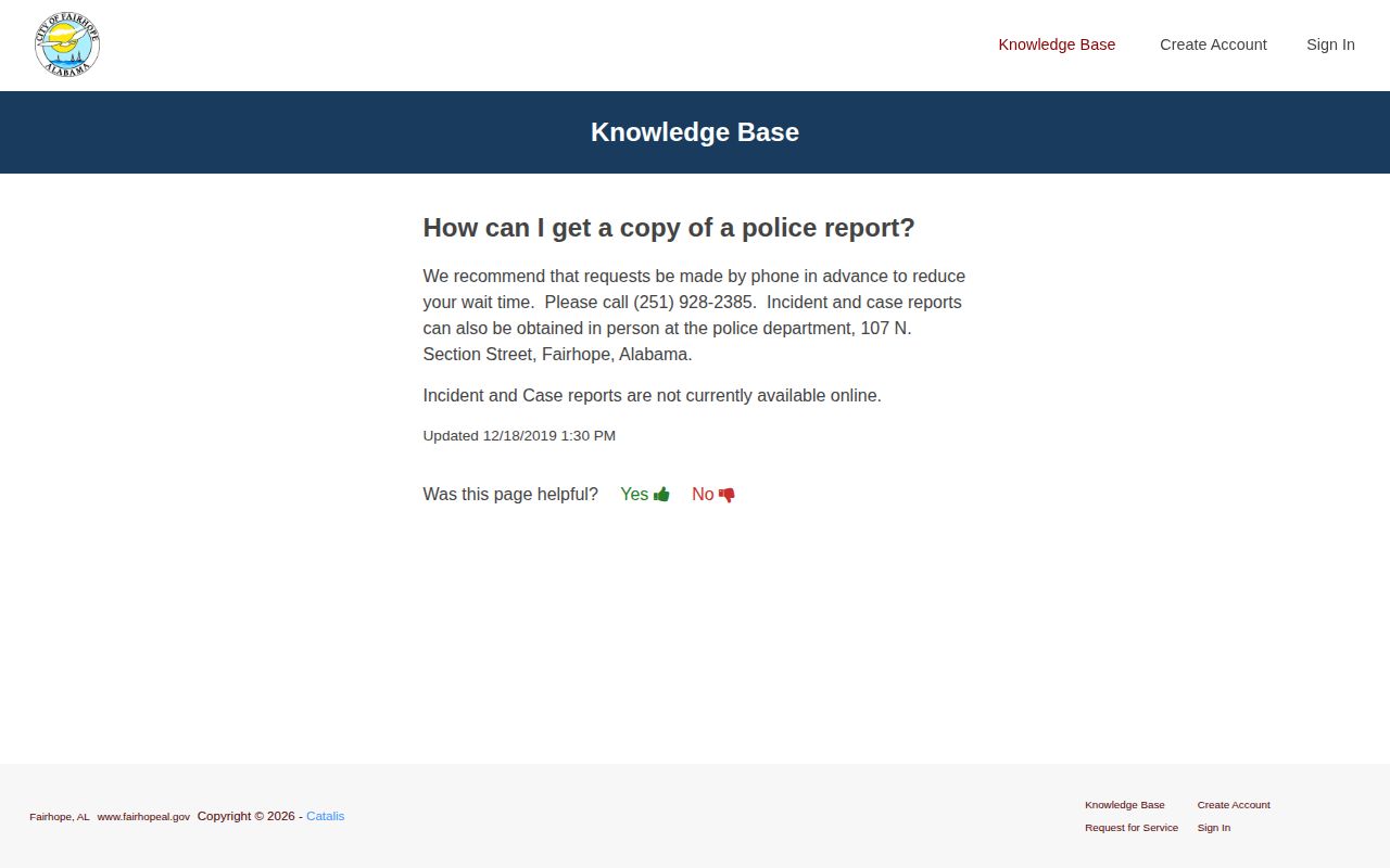 Fairhope arrest report records knowledge-base notice